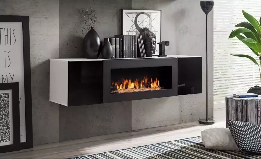 Mister interior FLY SBK TV-meubel met open haard Wit zwart Verschillende kleuropties Elegant en praktisch