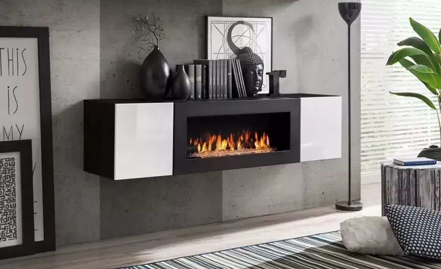 Mister interior FLY SBK TV-meubel met open haard Zwart wit Verschillende kleuropties Elegant en praktisch