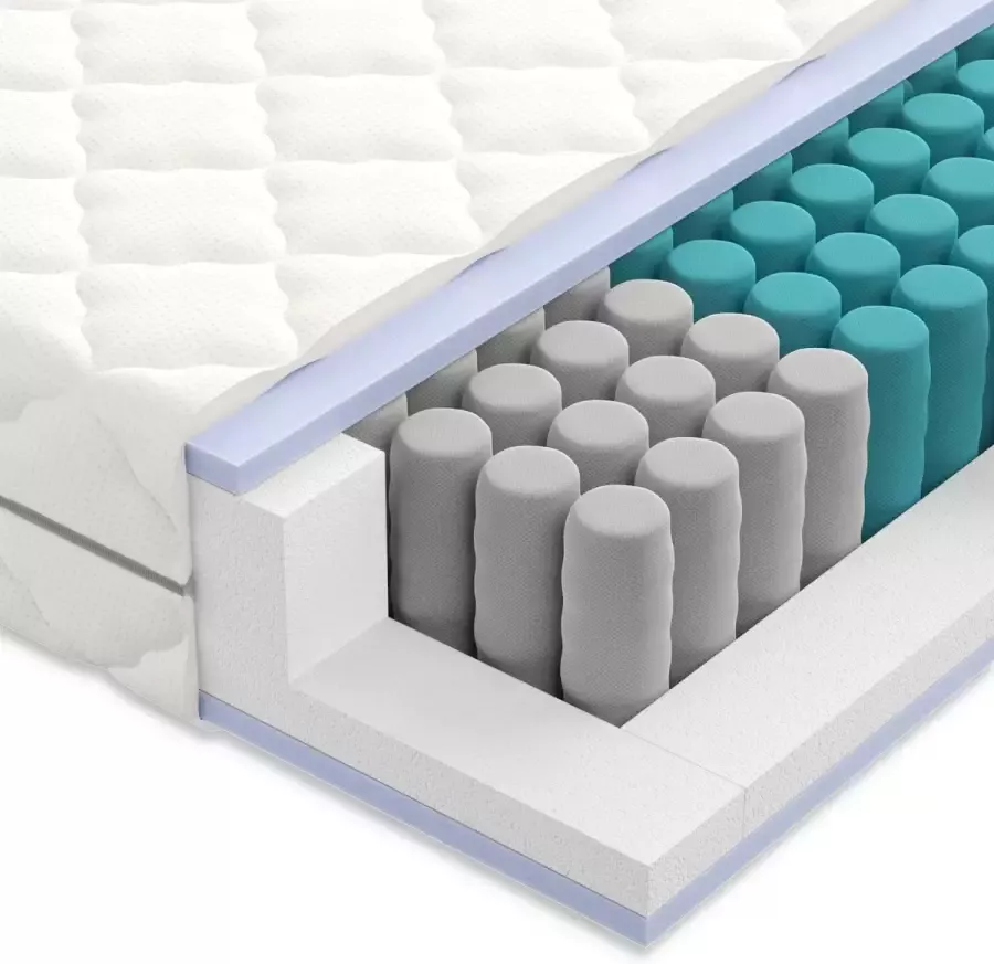 Mister Sandman Matras 90 x 200 cm Hoogte 21cm Pocketvering matras 90x200 met 7 zones Ergonomisch Stevig of medium stevig Matras 90x200 eenpersoons Ademende Matrassen 90 x 200 Koudschuim matras geveerd