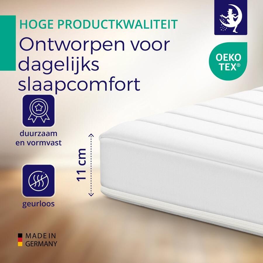 Mister Sandman Matras Basic Koudschuim matras 80x200 Comfort Foam matras Anti-Allergisch Eenpersoons matras gemiddeld Hoegte 11cm - Foto 2
