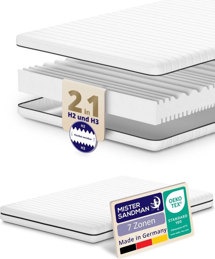 Mister Sandman Matras 90x190 7 zones koudschuim premium plus tijk 15 cm twijfelaar bed Stevig - Foto 2