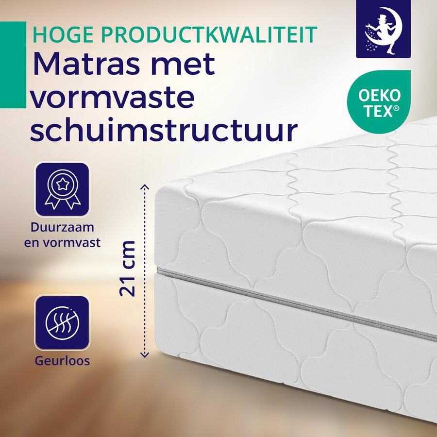 Mister Sandman Premium Matras 140 x 200 cm Hoogte 21cm Pocketvering matras met 7 zones Ergonomisch â€“ Gemiddeld â€“ Hypoallergeen Ademend - Foto 3