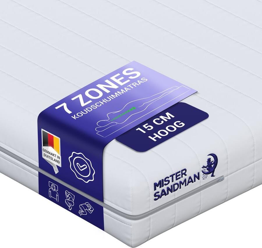 Mister Sandman Matras 80x190 7 zones koudschuim premium plus tijk 15 cm hoog Gemiddeld - Foto 6