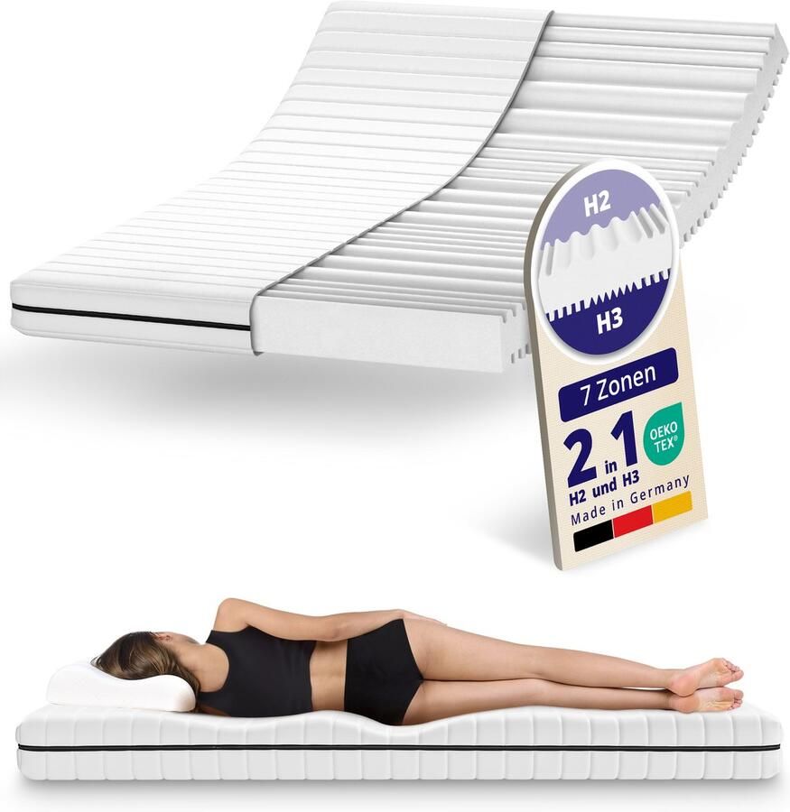 Mister Sandman Matras 200 x 200 cm Hoogte ca. 15 cm Ergonomische matras Koudschuimmatras met 7 zones Matras 200 x 200 tweepersoons Ademende matrassen Matras Zacht - Foto 7
