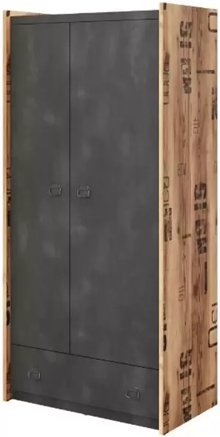 Misterbed Fargo 2-Deurs Kledingkast H191 Alpine Sparren Antraciet Betonlook