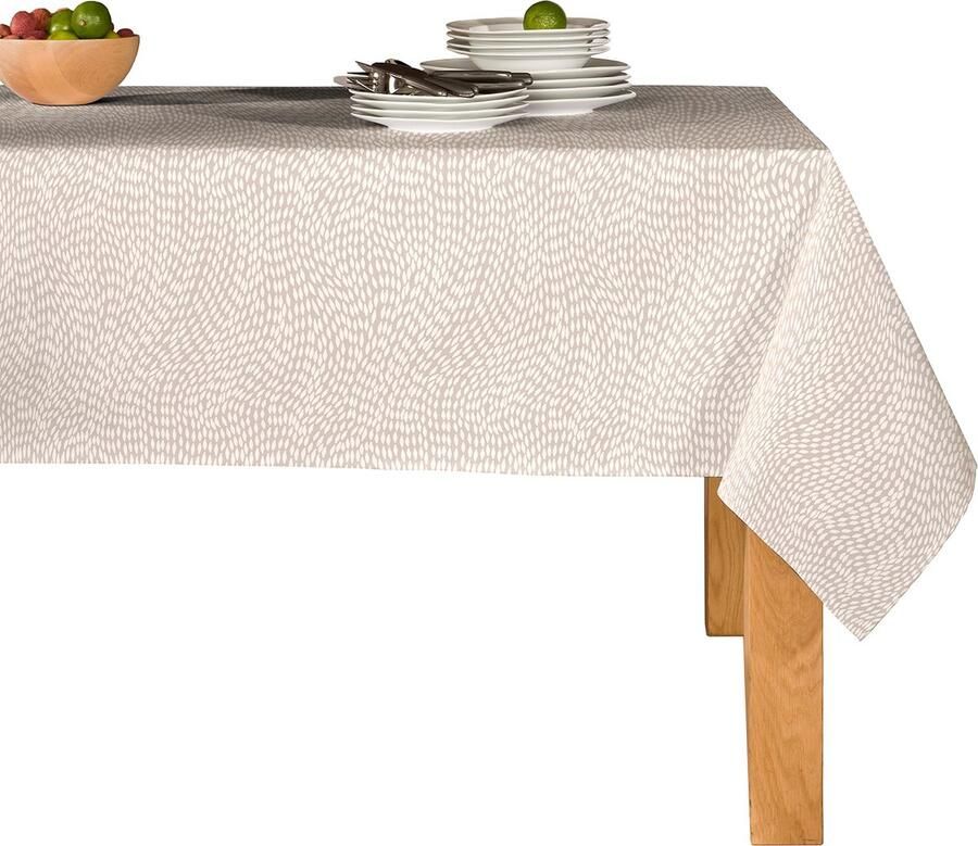 Mistral Home TAFELKLEED afwasbaar 140 x 240 cm stippen beige Tafelzeil PEVA