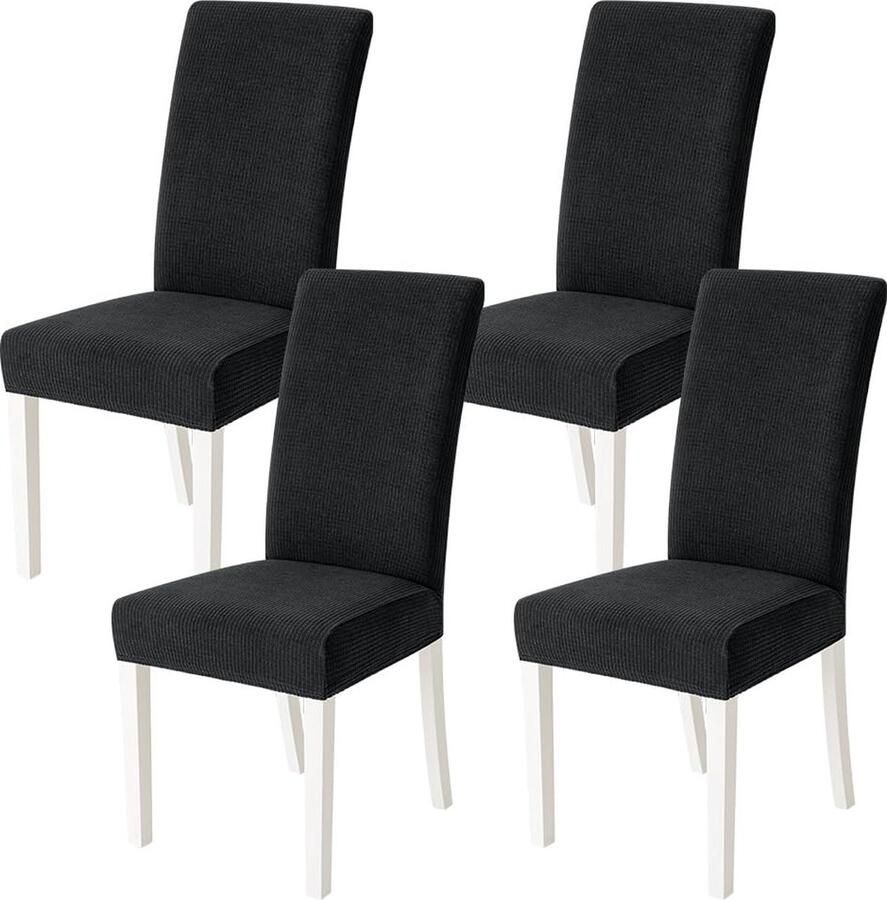 Miulee BalladHome Stoelhoes van stretch 4-delige set kantelbare stoelhoezen afneembaar en wasbaar voor bureaustoel overtrek keuken woonkamer banket familie feest zwart