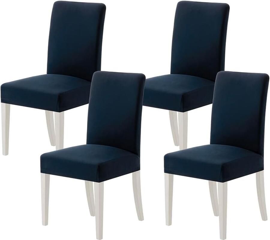 Miulee BalladHome Stoelhoezen set van 4 stretch stoelhoezen afneembaar en wasbaar voor bureaustoel overtrek keuken woonkamer banket familie feest marineblauw - Foto 2