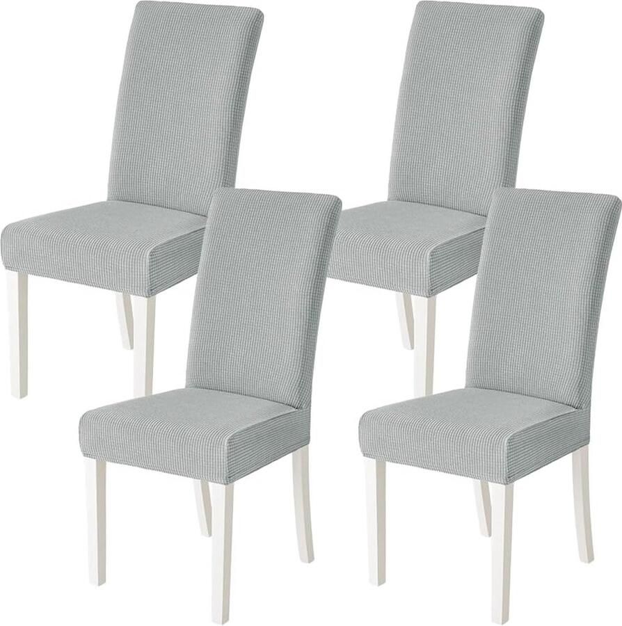 Miulee Eetkamerstoelhoezen set van 4 beschermers moderne stretch stoelhoes afneembare en wasbare beschermers decoratie voor woonkamer keuken bruiloft feest grijs