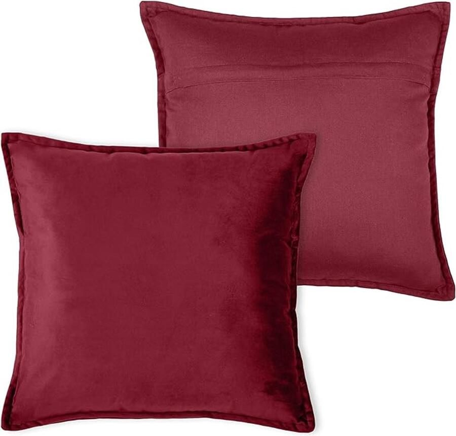 Miulee Set van 2 fluwelen kerstkussenhoezen Decoratieve sierkussens Bankkussens Lendenkussens Kussenhoes met verborgen rits Bank Slaapkamer 18 x 18 inch 45 x 45 cm Wijnrood