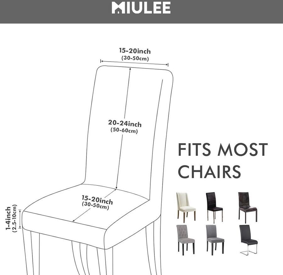 Miulee Stretch Stoelhoezen met Hoge Rug Wasbare en Afneembare Elasticiteit voor Stoelbescherming - Foto 2