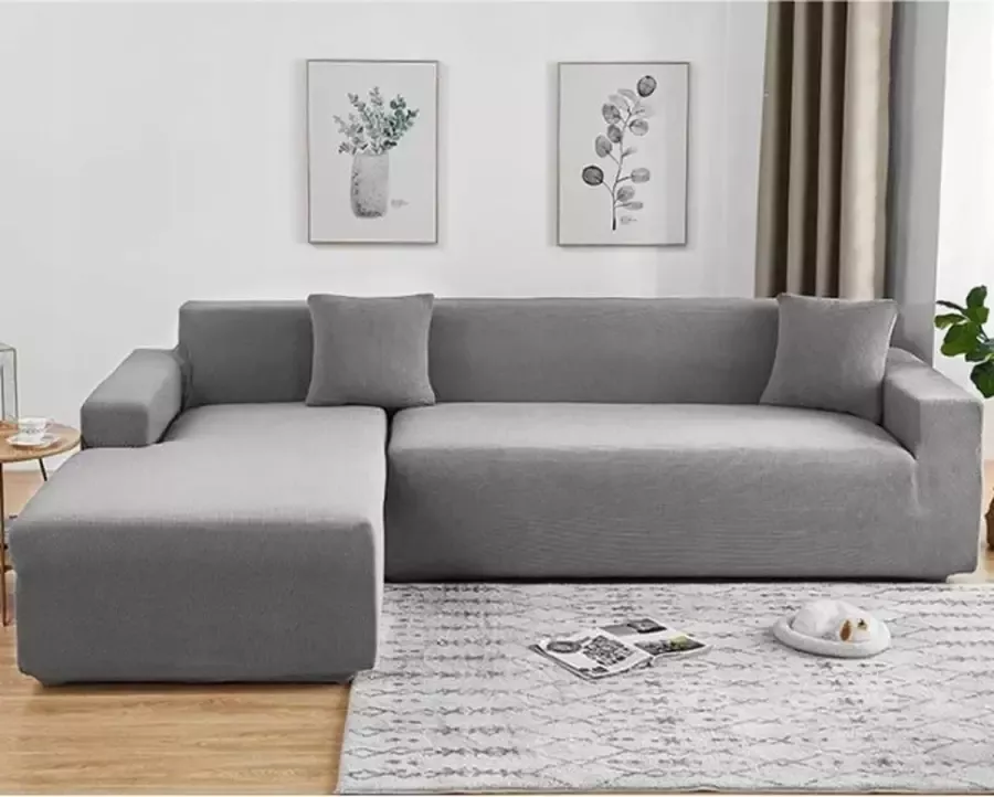 Mivida Bankhoes 190 tot 230 cm Tweepersoons 3-zitsbanken Lichtgrijs Ruit Sofa Cover Bank Overtrek Meubelhoes Zetel hoes Bank Beschermer