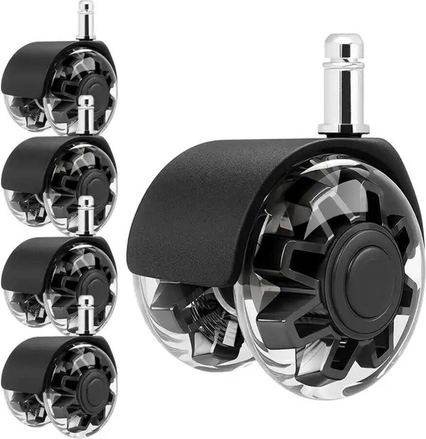 MKS bureaustoel wieltjes geschikt voor o.a. IKEA bureaustoel JÄRVFJÄLLET 50 mm diameter 19 mm breed IKEA hack laminaat PVC harde vloer set van 5