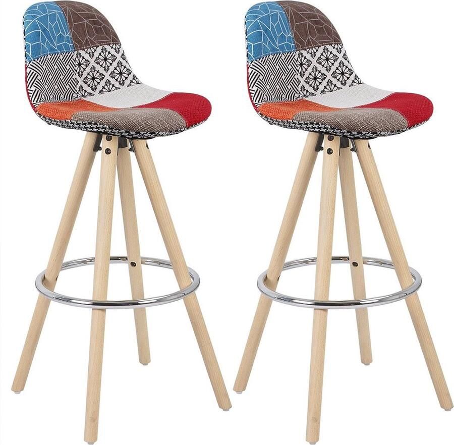 Dailysupplies Barkrukken set van 2 Barkruk Barkrukken met Rugleuning Boho Design