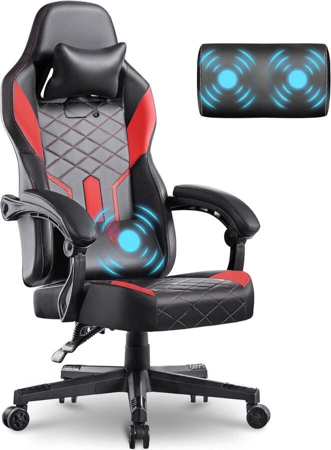 DailySupplies Ergonomische Bureaustoel Bureaustoelen voor Volwassenen en Kinderen Gaming Stoel Chair Kantelbaar Rood