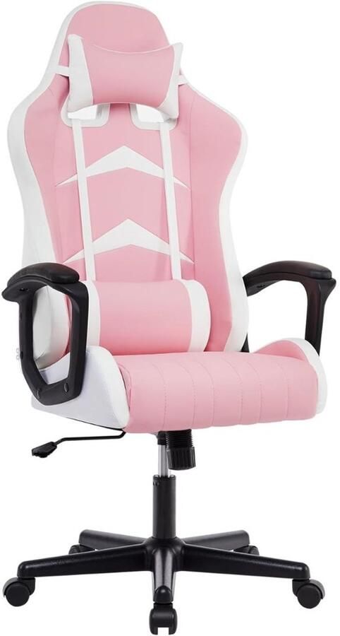 MKSS Ergonomische Bureaustoel Bureaustoelen voor Volwassenen en Kinderen Gaming Stoel Chair Kantelbaar Roze en Wit