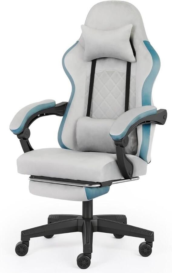 MKSS Ergonomische Bureaustoel Bureaustoelen voor Volwassenen en Kinderen Gaming Stoel Chair Kantelbaar Wit en Blauw