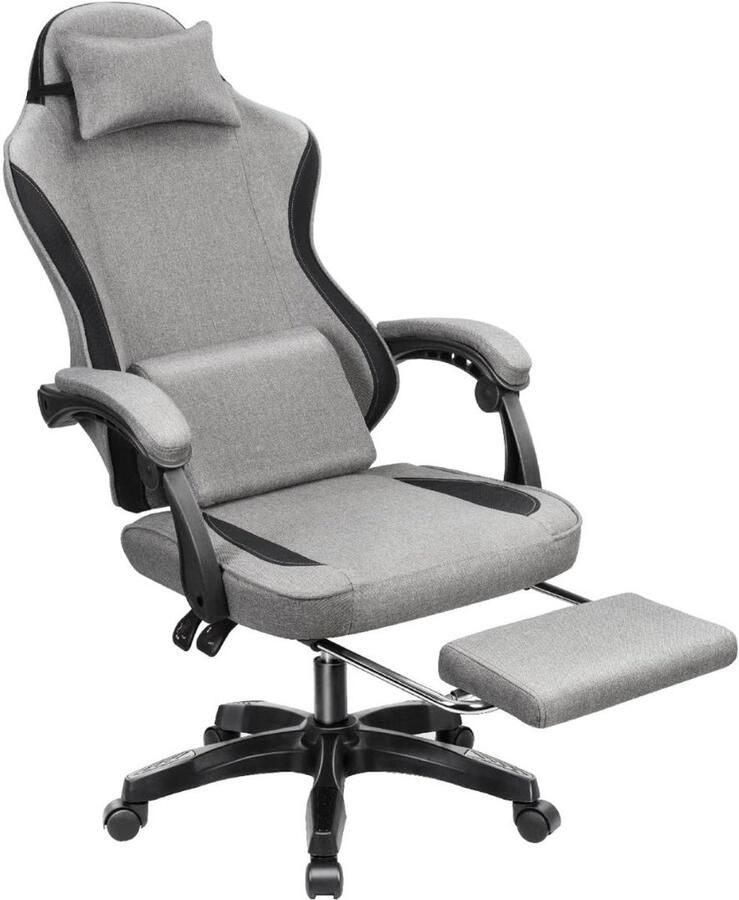MKSS Ergonomische Bureaustoel Bureaustoelen voor Volwassenen en Kinderen Gaming Stoel Chair Kantelbaar Grijs