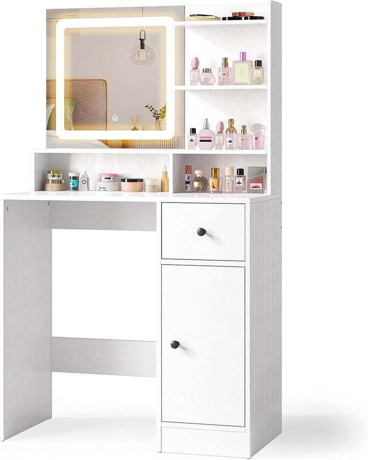 MKSS Make Up Tafel met Spiegel Kaptafel voor Meisjes Hollywood Spiegel met Verlichting