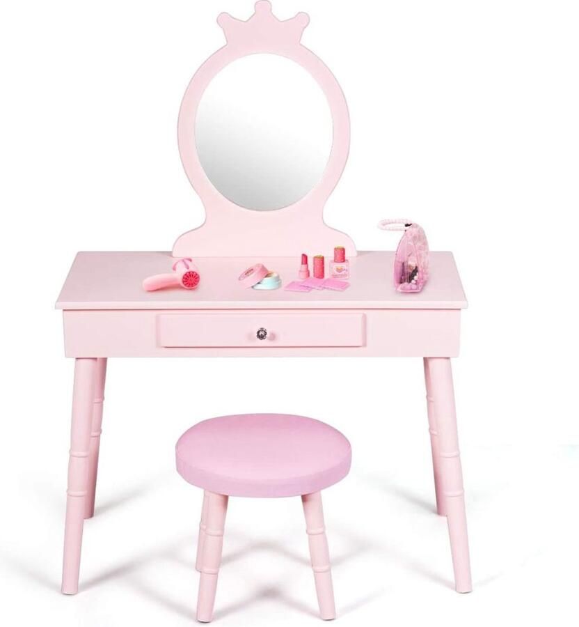 Dailysupplies Make up Tafel voor Meisjes Kaptafel Make up Tafel met Spiegel Roze