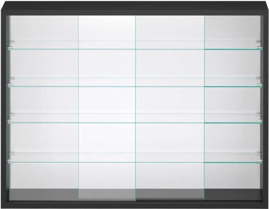 MKSS Vitrinekast Hangend Wandvitrine Glazen Vitrinekast 75x55x15cm Zwart