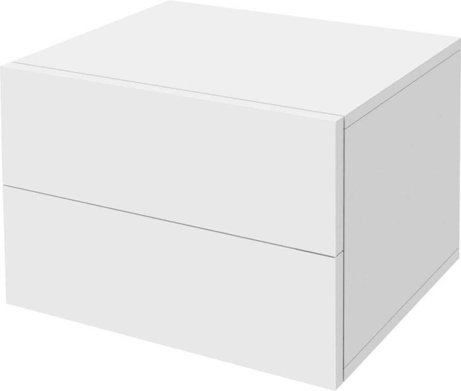Ml-design 2er Set Nachttisch 42x29x30 cm Weiß matt Hängend Schrank mit 2 Schubladen Kommode Schwebend Nachschrank Nachtkommode Wandschrank Nachtkonsole Wandschublade Wandnachttische