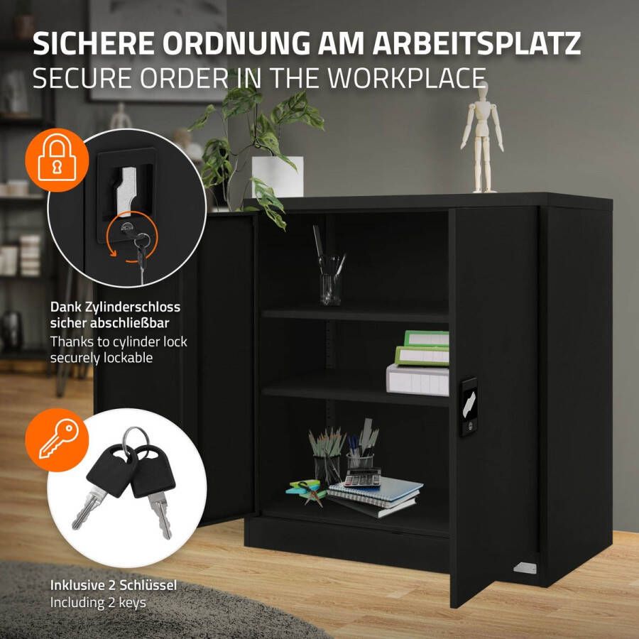 Ml-design Afsluitbare archiefkast 90x40x90 cm zwart staal