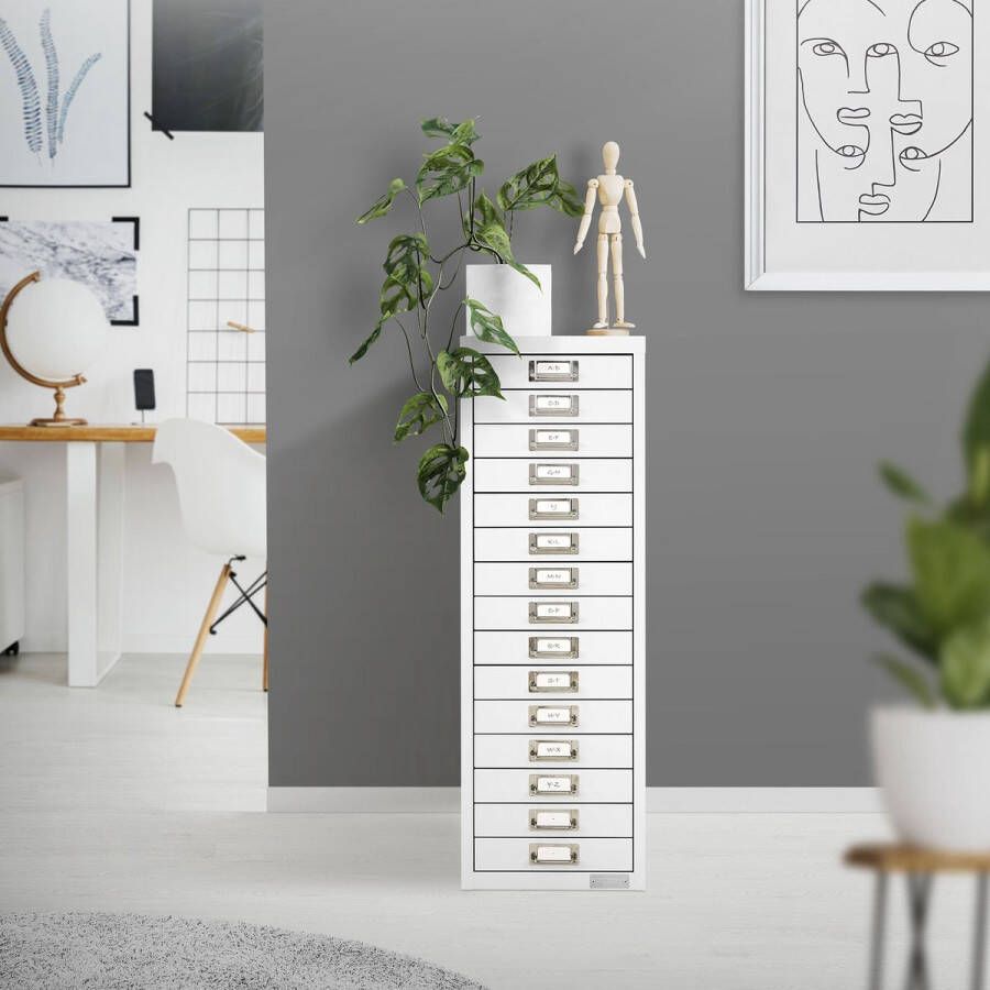 Ml-design Archiefkast met 15 laden 28x38x87 cm wit metaal - Foto 2