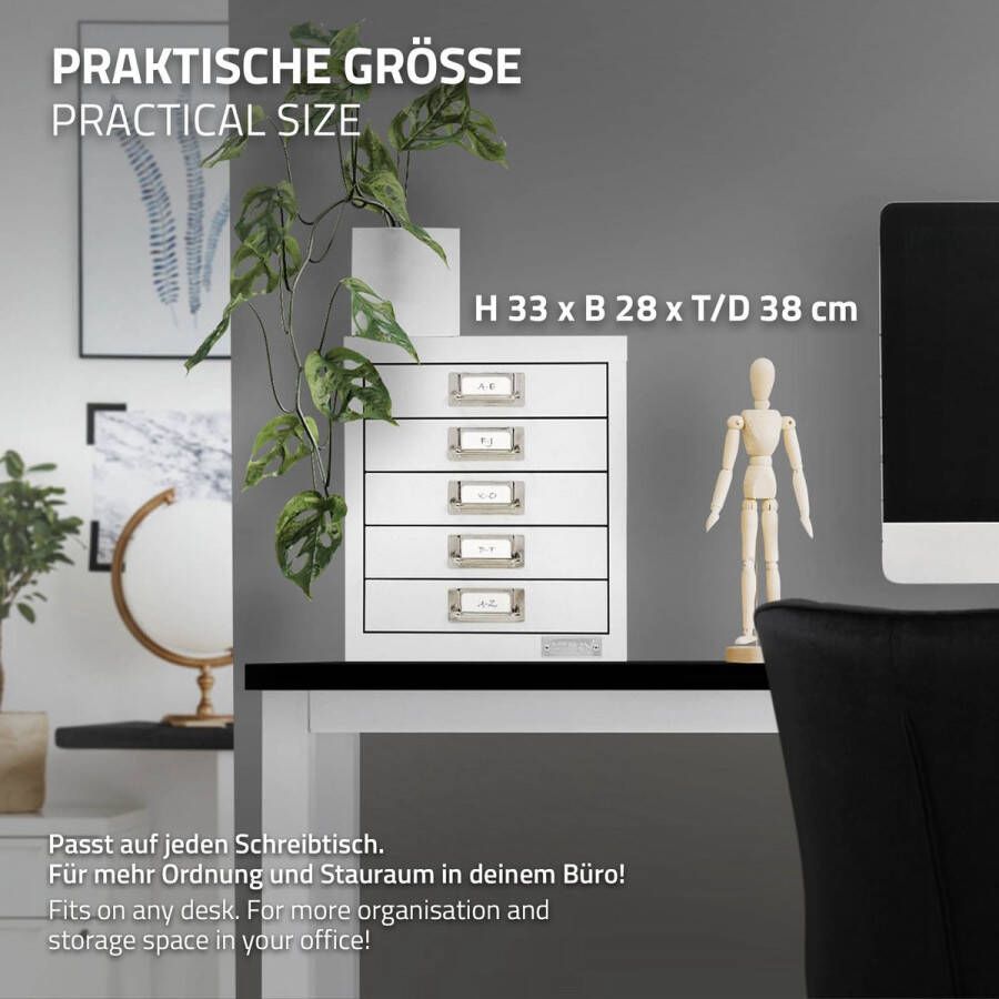 Ml-design Archiefkast met 5 laden 28x38x33 cm wit metaal - Foto 2