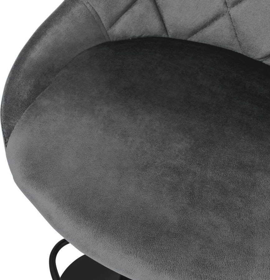 Ml-design barkruk set van 4 fluwelen bekleding grijs gestoffeerde barkruk met rugleuning en voetensteun barkruk in hoogte verstelbaar 62-82 cm 360° draaibaar bistrostoel draaistoel barstoelen