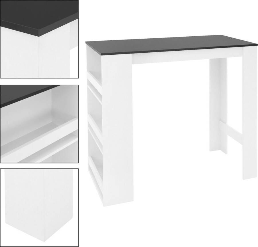 ML-Design Bartafel met 3-etageblad 117x106x57 cm Wit Anthraciet gemaakt van hout - Foto 2