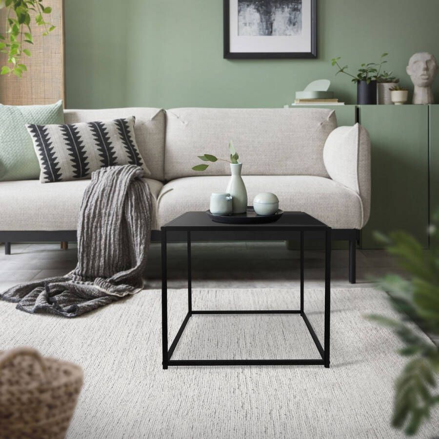 Ml-design Bijzettafel 55x55x55 cm Zwart Metaal - Foto 2