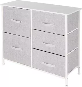 Ml-design commode met 5 laden wit 80x30x70 cm gemaakt van stalen frame met gelamineerde MDF bovenplaat