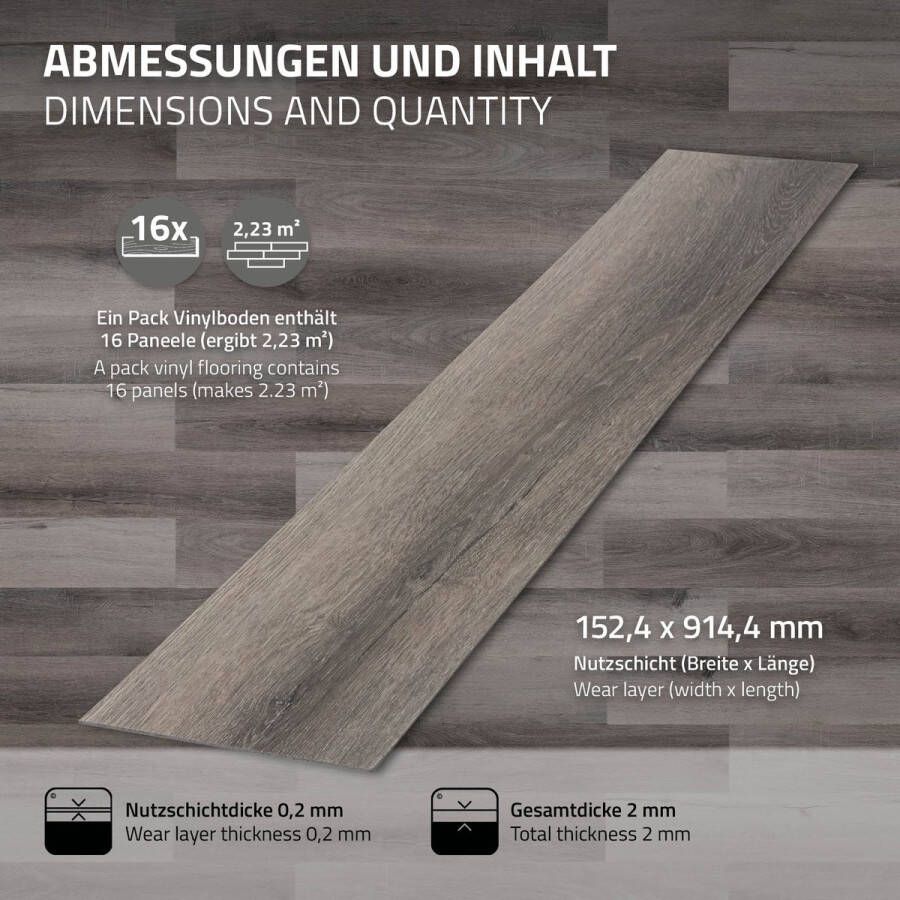 Ml-design Deluxe PVC vloer zelfklevende vinyl planken vinyl vloer 91 5 cm x 15 3 cm x 2 mm dikte 2 mm 4 6m² 32 planken grenen grijs houtlook antislip waterbestendig eenvoudig te installeren - Foto 2