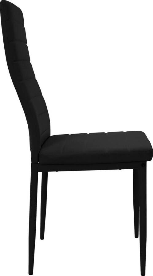 Ml-design Eetgroep Tafelgroep 4 stoelen en 1 tafel in zwart PU leer met metalen poten - Foto 2