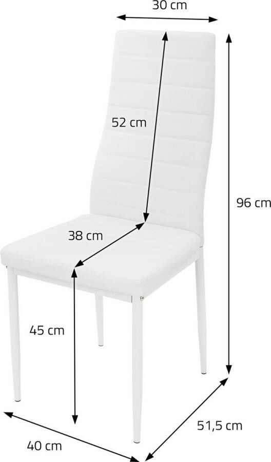 Ml-design Eetgroep Tafelgroep 4 stoelen en 1 tafel wit in PU leer met metalen poten - Foto 2