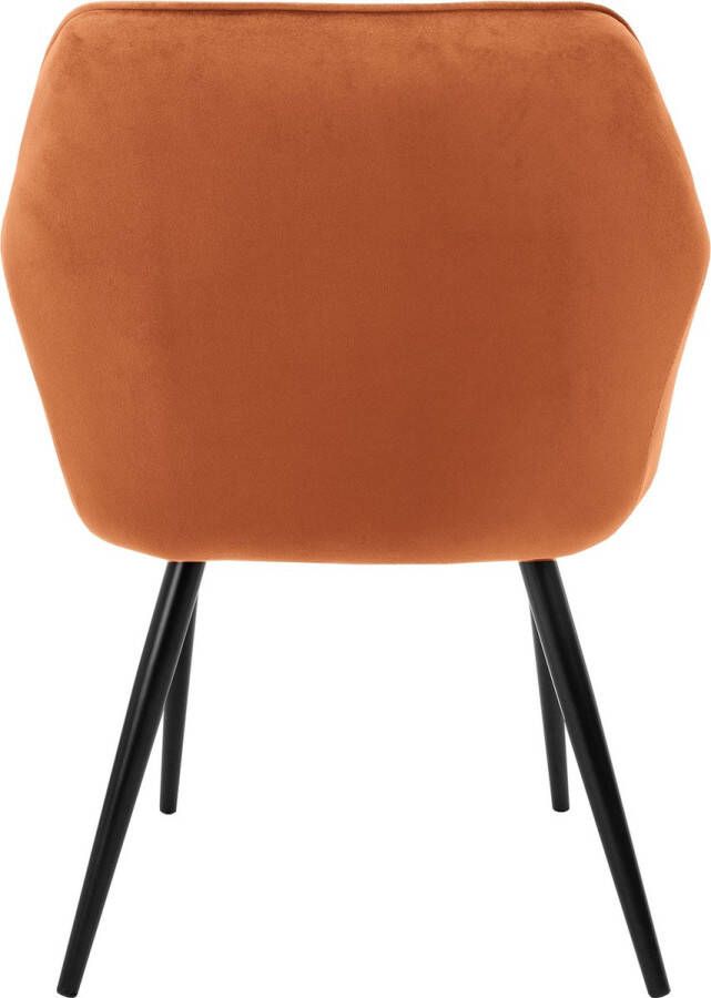 ML-Design Eetkamerstoelen met rugleuning & armleuning set van 2 oranje fluwelen bekleding met metalen poten - Foto 2