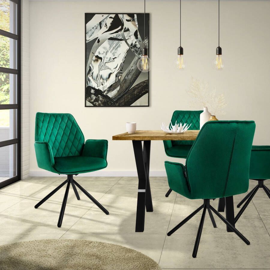 Ml-design eetkamerstoelen set van 6 fluweel donkerblauw woonkamerstoel met armleuning en rugleuning draaistoel autostoel gestoffeerde stoel met metalen poten ergonomische draaibare fauteuil keukenstoel loungestoel