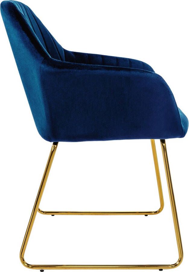 Ml-design eetkamerstoelen set van 6 fluwelen zitting blauw woonkamerstoel met rugleuning en armleuningen keukenstoel met gouden poten gestoffeerde stoel met metalen frame ergonomische armstoel voor eettafel - Foto 3