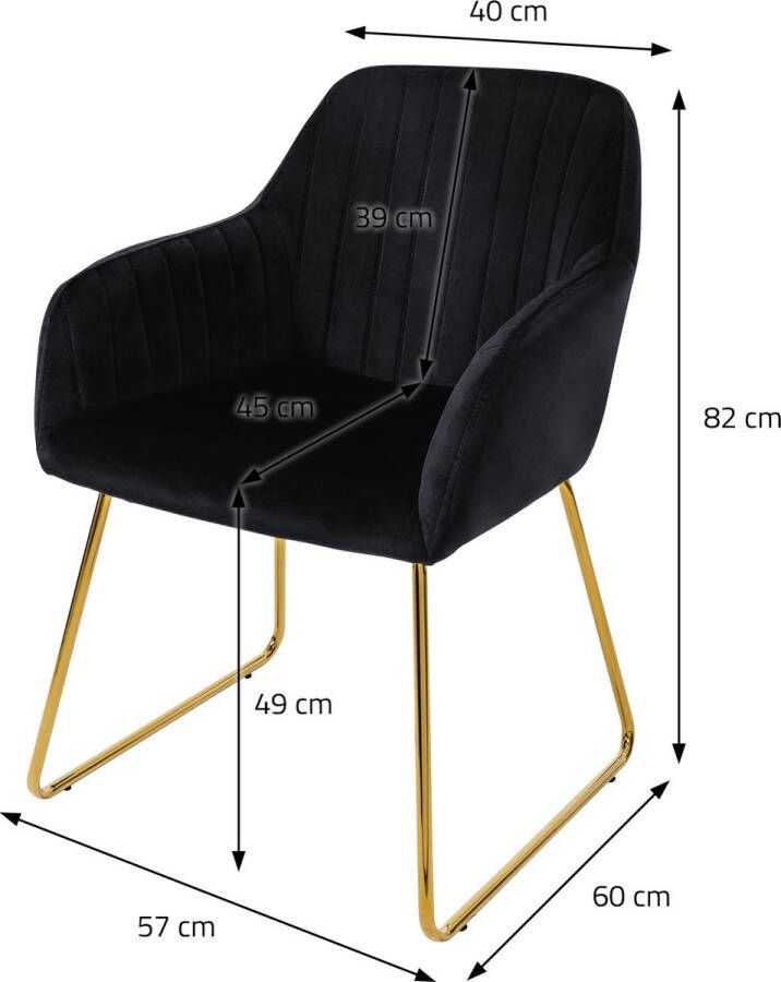 Ml-design eetkamerstoelen set van 6 fluwelen zitting zwart woonkamerstoel met rugleuning en armleuningen keukenstoel met gouden poten gestoffeerde stoel met metalen frame ergonomische armstoel voor eettafel - Foto 3