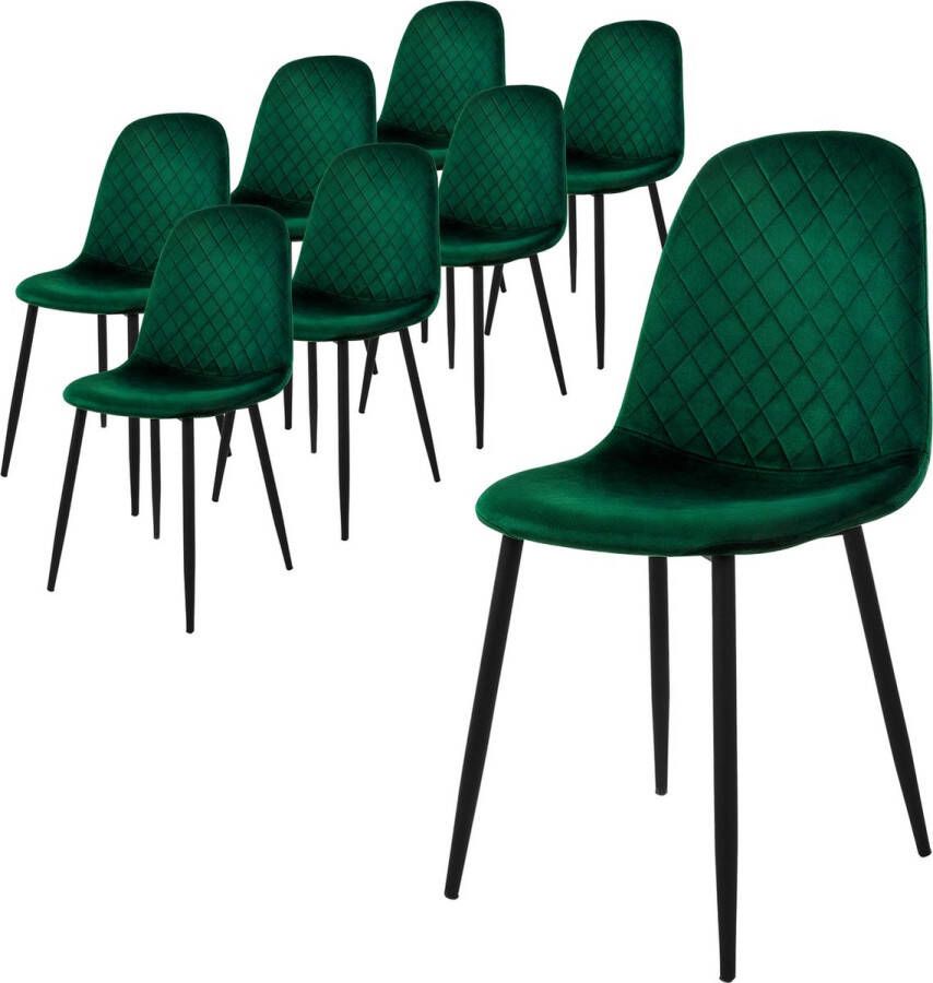 Ml-design eetkamerstoelen set van 8 donkergroen keukenstoel met fluwelen bekleding woonkamerstoel met rugleuning gestoffeerde stoel met metalen poten ergonomische stoel voor eettafel Scandinavisch - Foto 2