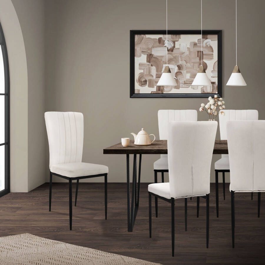 Ml-design eetkamerstoelen set van 8 met fluwelen bekleding wit keukenstoelen met rugleuning gestoffeerde stoel met metalen poten ergonomische eettafelstoel moderne eetkamerstoel woonkamerstoel