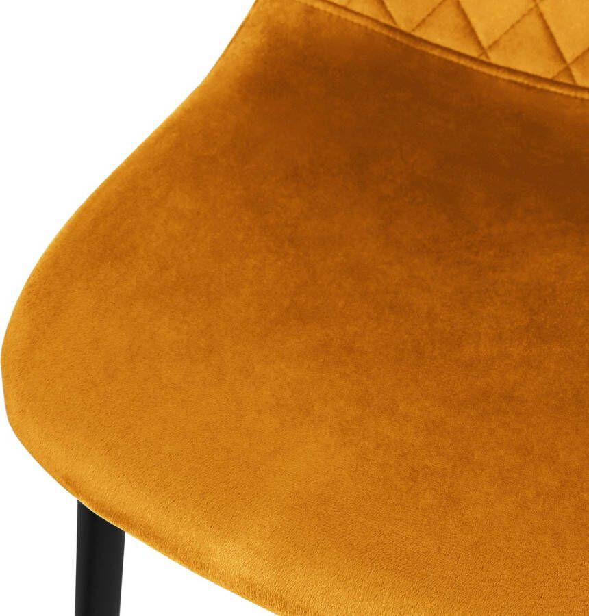 Ml-design eetkamerstoelen set van 8 mosterdgeel keukenstoel met fluwelen bekleding woonkamerstoel met rugleuning gestoffeerde stoel met metalen poten ergonomische stoel voor eettafel eetkamerstoel Scandinavisch - Foto 3