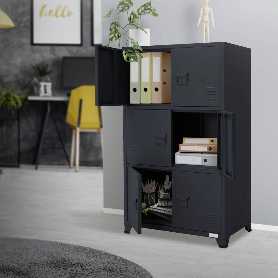 Ml-design Kantoorkast met drie niveaus magnetische sluiting 75x40x120 cm antraciet staal - Foto 2