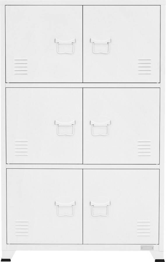 Ml-design Kantoorkast met drie niveaus magnetische sluiting 75x40x120 cm wit staal - Foto 2