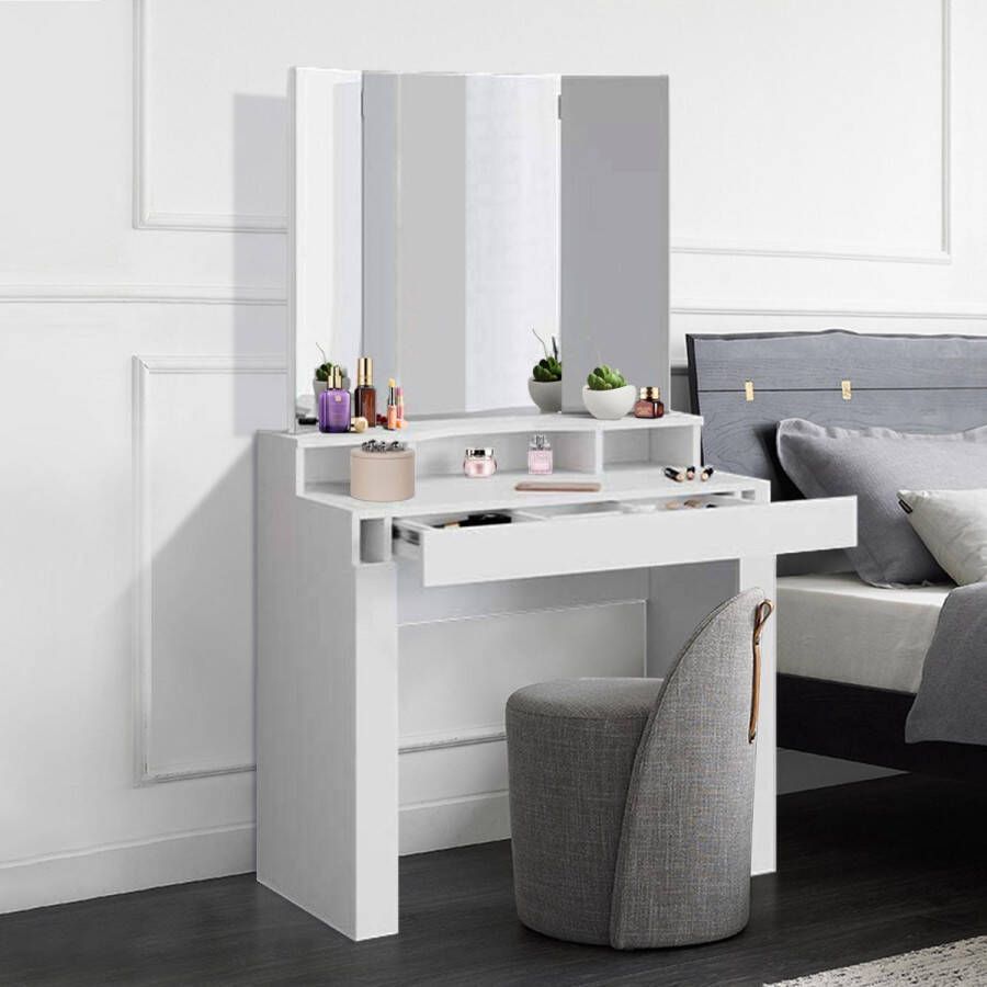 ml-design Kaptafel met Spiegel 89 5x155x43 5 cm Wit