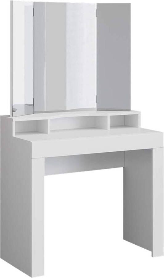 ml-design Kaptafel met Spiegel 89 5x43 5x15 5 cm Wit incl. Kruk