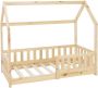 Ml-design Kinderbed met bescherming tegen uitvallen lattenbodem en dak 70x140 cm Dennenhout naturel - Thumbnail 4