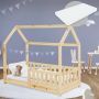 Ml-design Kinderbed met bescherming tegen uitvallen lattenbodem en dak 70x140 cm Dennenhout naturel - Thumbnail 3