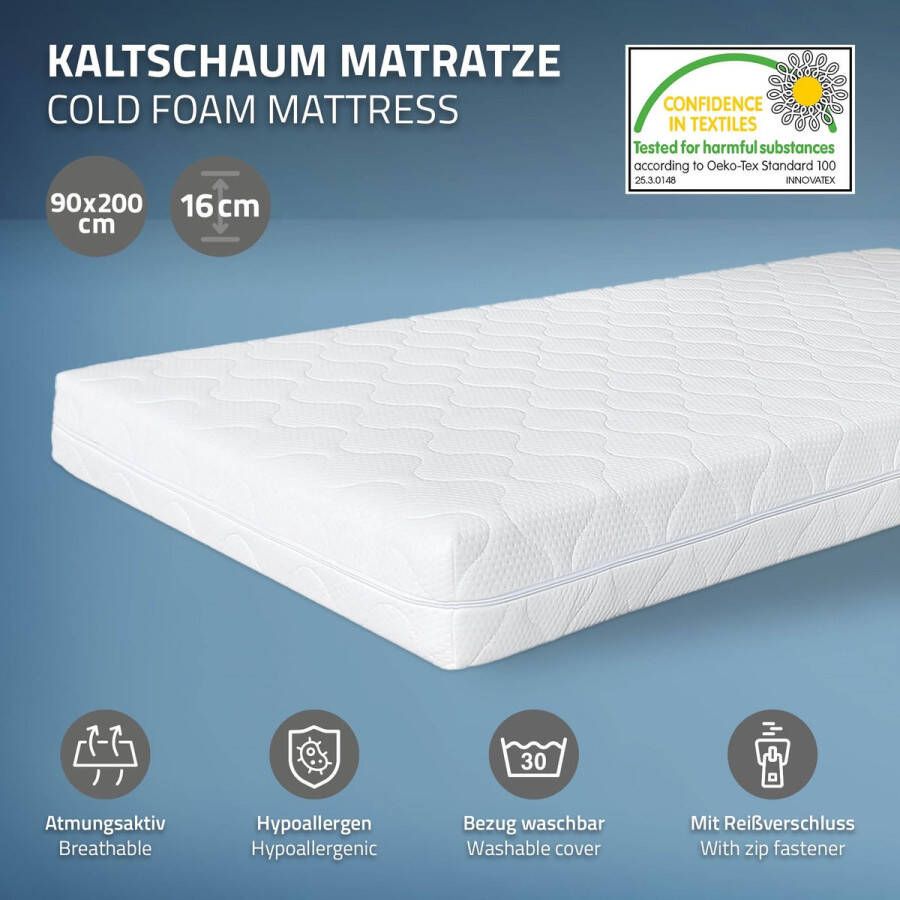 Ml-design Kinderbed huisbed 90x200 cm wit gemaakt van grenenhout incl. matras H-16cm houten bed met dak en lattenbodem - Foto 2